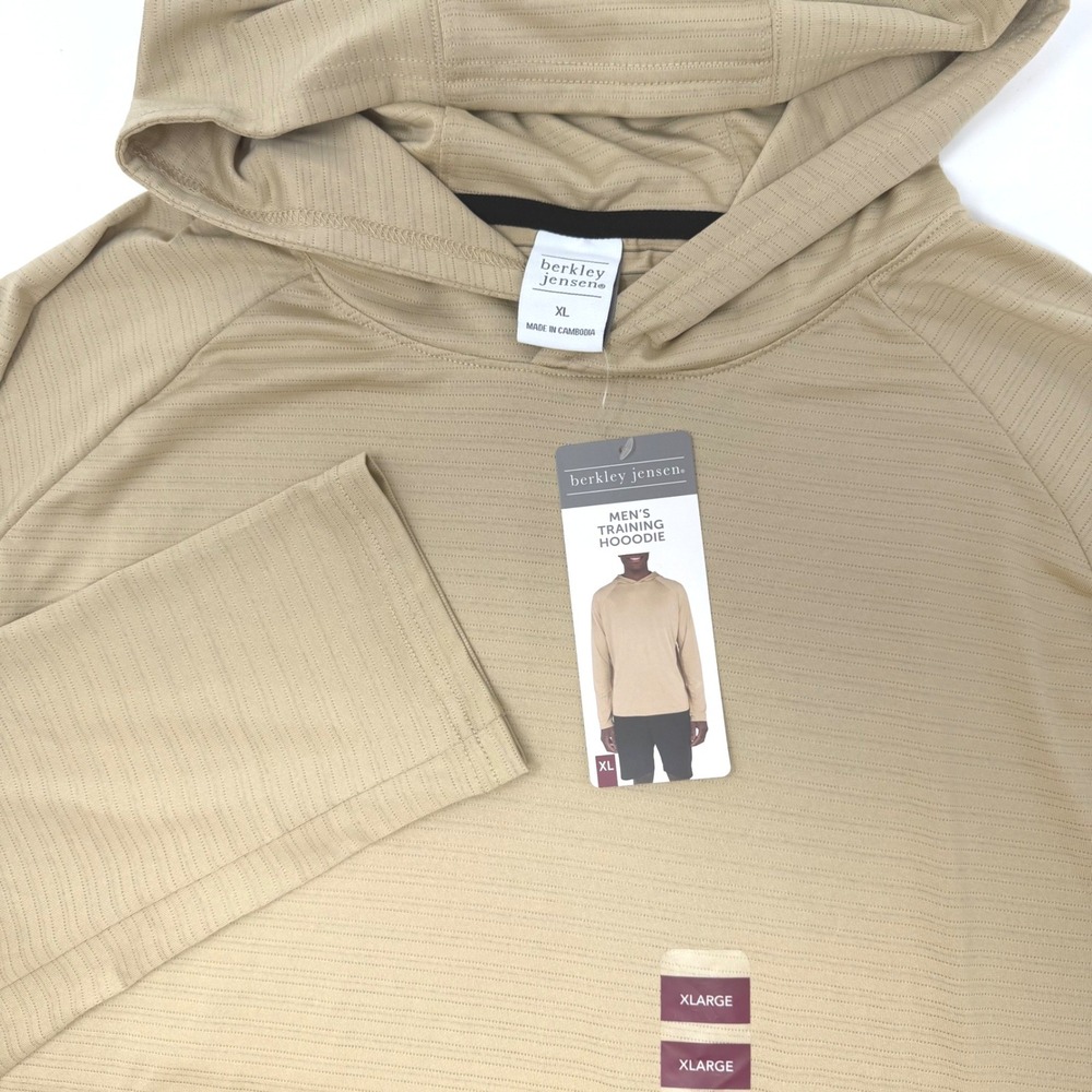 Berkley Jensen Mens‎ Training Hoodie XL Textured Stripe Active Pullover NEW